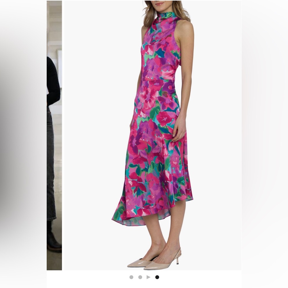 Maggy London mock neck asymmetrical midi dress, size 14, worn once &dry cleaned - Picture 2 of 3